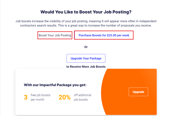 Boost a job or Purchase Boost